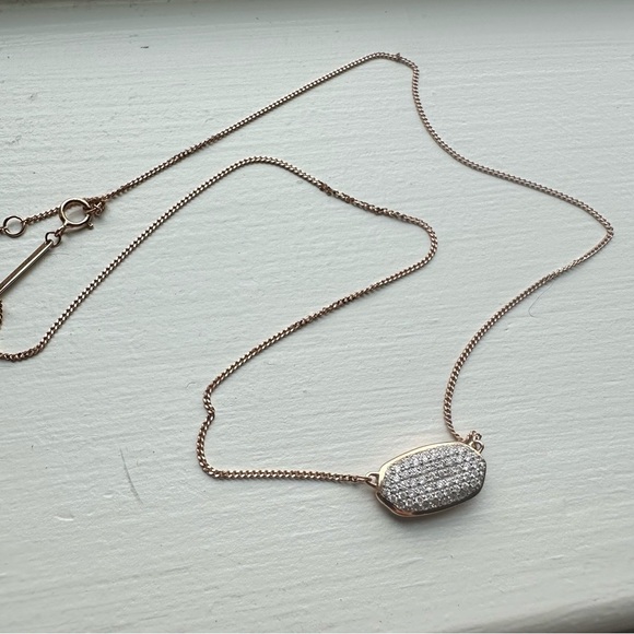 Kendra Scott Elisa Pendant Necklace in Pave Diamond and 14k Rose Gold.39 ct - Picture 9 of 16